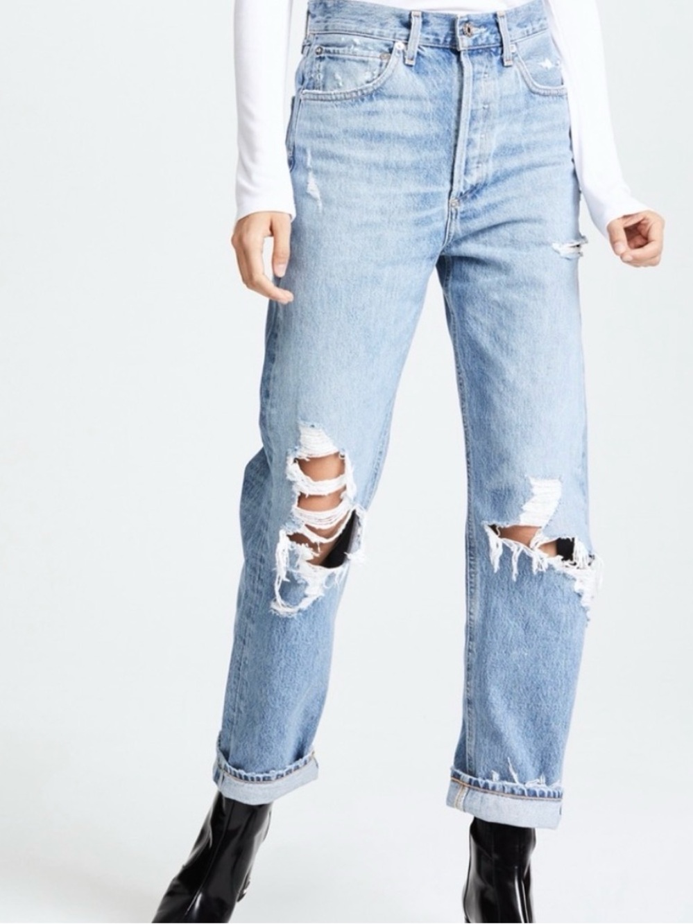 AGOLDE 90’s Jeans Size 27 Distressed High Rise Straight Leg Denim MSRP $198 READ